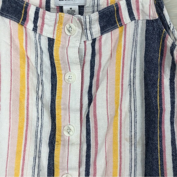 Liz Claiborne Linen Blend Cropped Tank Top, Button Front, Striped, Layer, SZ M - Picture 8 of 8